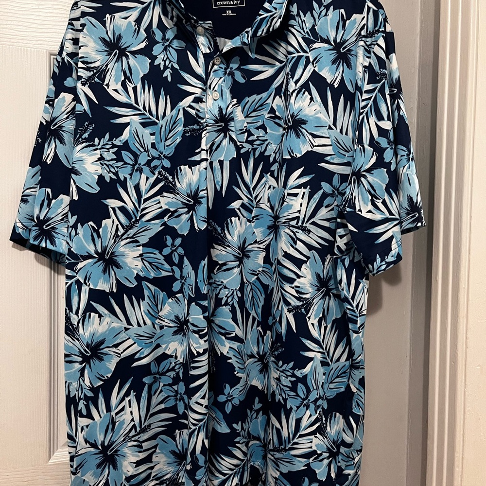 Crown & Ivy Navy and Light Blue Floral Shirt